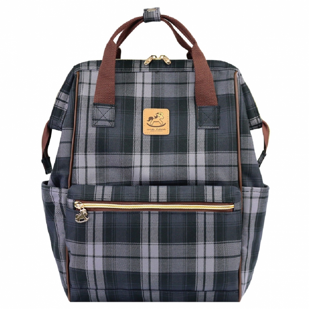 Waterproof Plaid Large Opening Backpack